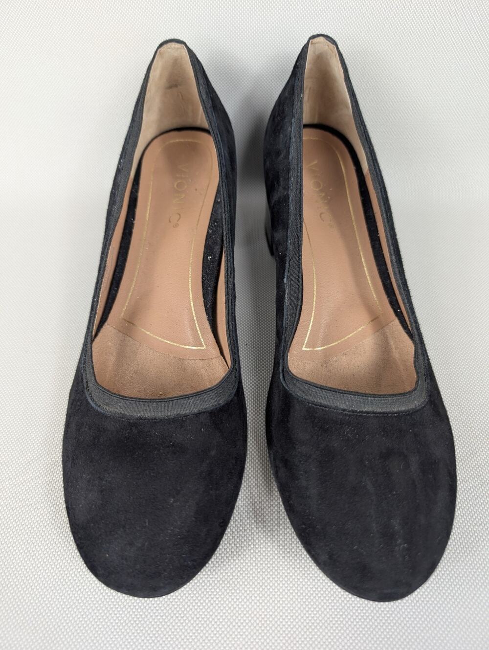 Vionic | Women's Chic Suede Natalie Black Tortoise Block Heels Size 9 Beautiful!